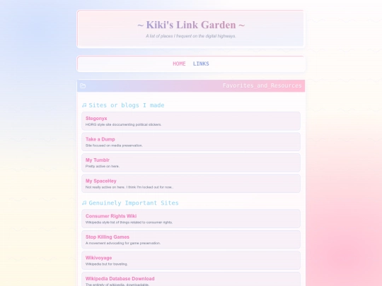 links screenshot