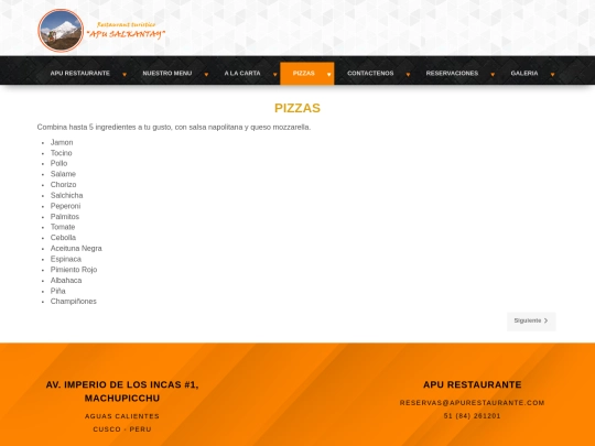 pizzas screenshot