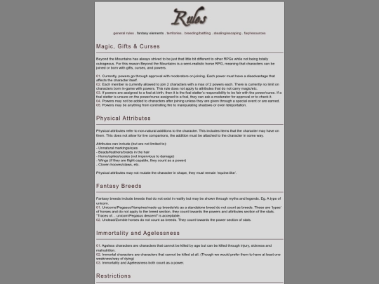 Rules/fantasy screenshot