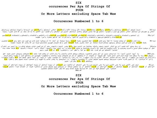 5/6occurencesPerAyaOf4OrOrMoreLetters(excludingSpaceTabNdWaw-OccurencesNumbered screenshot