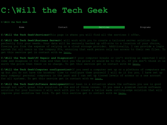 services screenshot