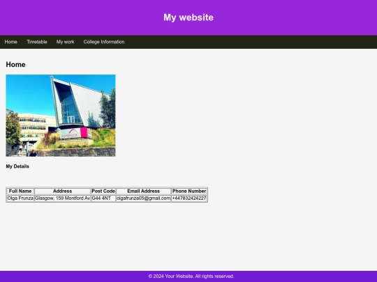 myWebsite screenshot