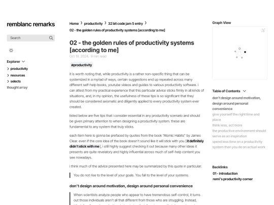 productivity/32-bit code jam 5 entry/productivity/02-the-golden-rules-of-productivity-systems screenshot