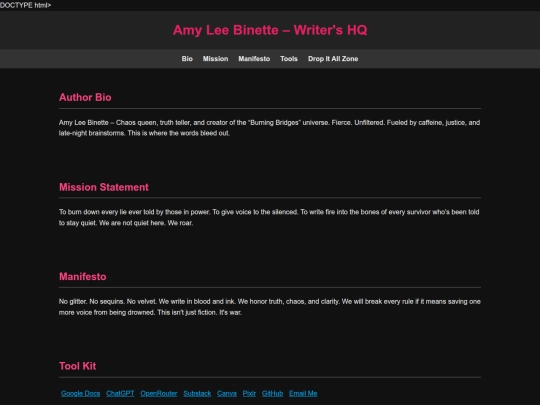 AmysAuthorPage screenshot
