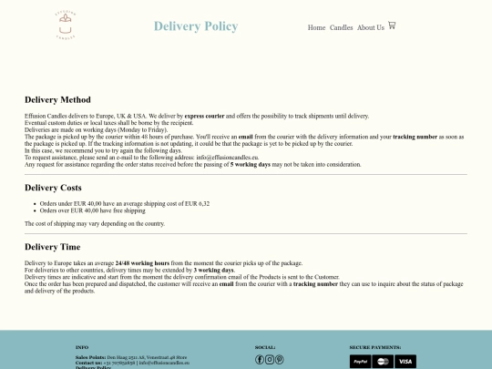 Candles - categories/delivery screenshot