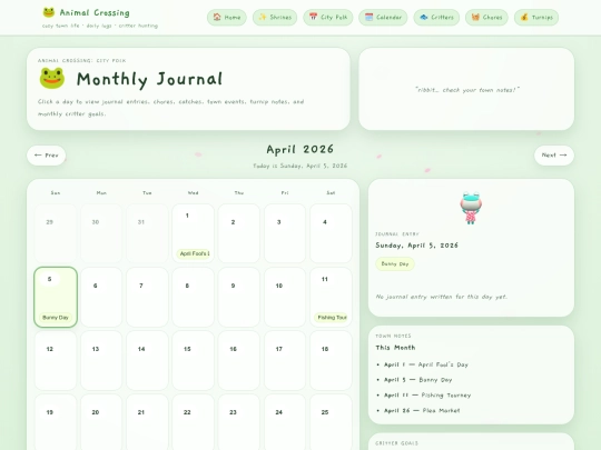 shrines/animalcrossing/cityfolk/calendar screenshot
