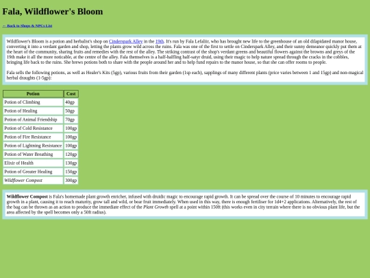 LabyrinthWiki/NPCsShops/fala-wildflowers-bloom screenshot