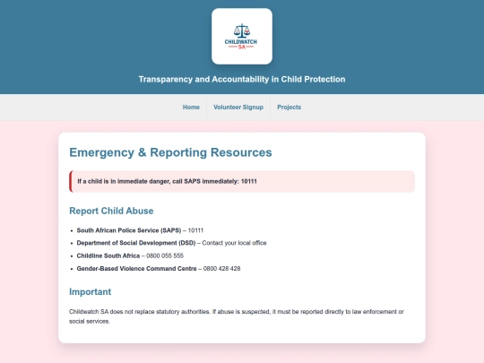 emergency-resources screenshot
