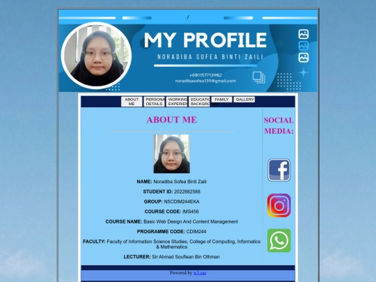 About Me screenshot