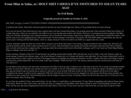 writings/solus screenshot