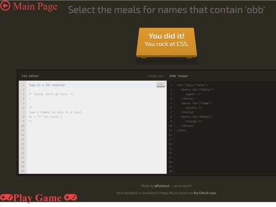 Css_dinner_game/css_Dinner_win screenshot