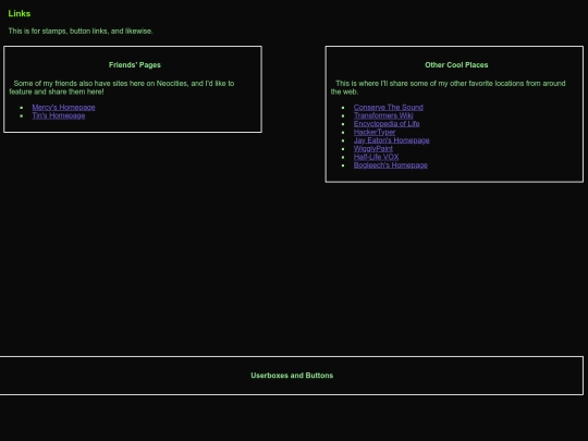 links screenshot