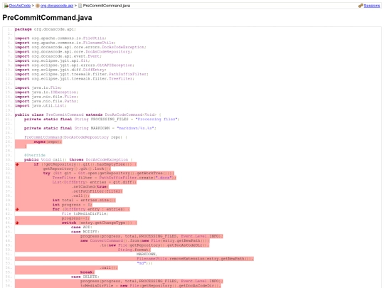 docascode/jacoco/master/org.docascode.api/PreCommitCommand.java screenshot
