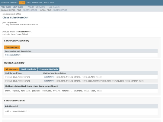 feature/publish/javadoc/org/docascode/office/SubstituteCtrl screenshot