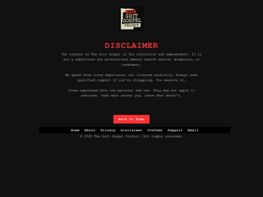 disclaimer screenshot