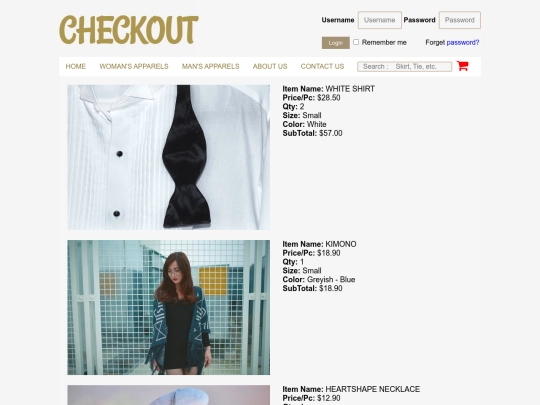 cartpage screenshot
