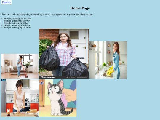 chorehomepage screenshot