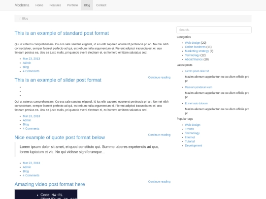 Moderna/blog screenshot
