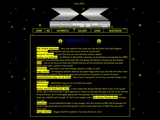links screenshot