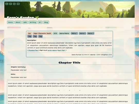 page templates/ficbase screenshot