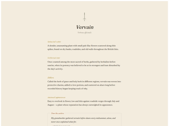 herbarium/vervain screenshot