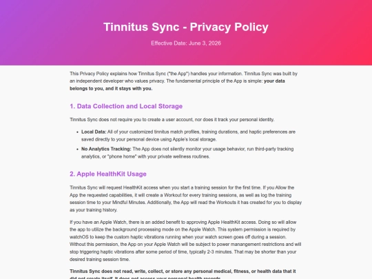 tinnitus-sync-privacy-policy screenshot
