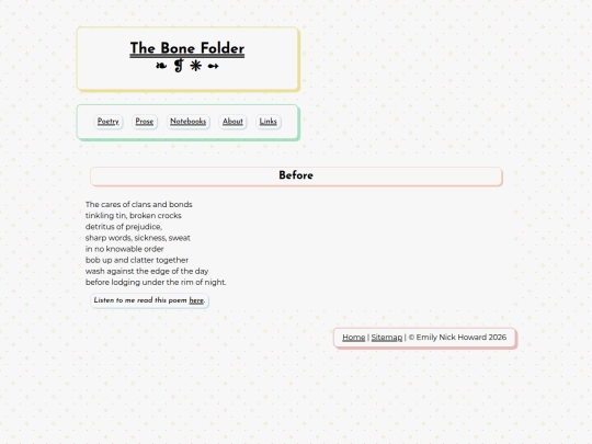 poetry/beforethecares screenshot
