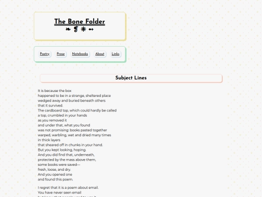 poetry/subjectlines screenshot