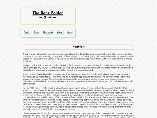prose/konmari screenshot
