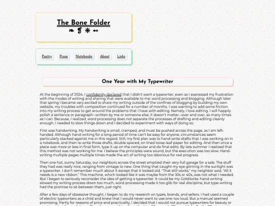prose/oneyeartypewriter screenshot