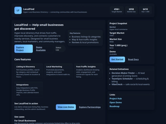 projects/localfind-hyper-local-business-directory screenshot