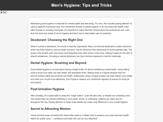 protips/hygiene screenshot