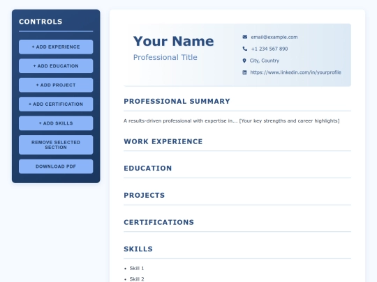 resume_generator screenshot