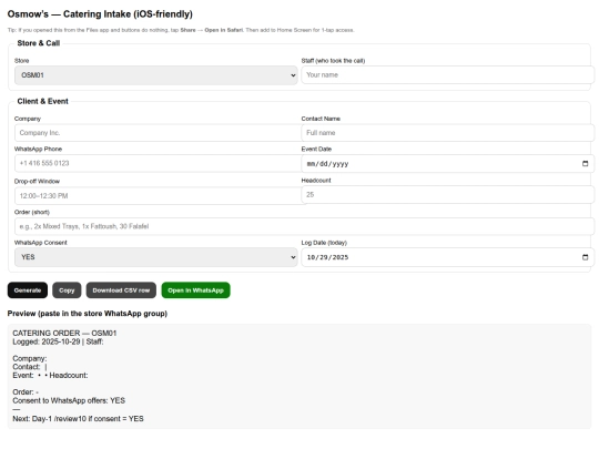  Osmows catering .html screenshot
