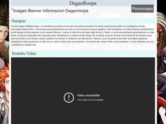 Informacion/InformacionDaganronpa screenshot