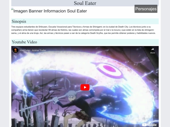 Informacion/InformacionSoulEater screenshot