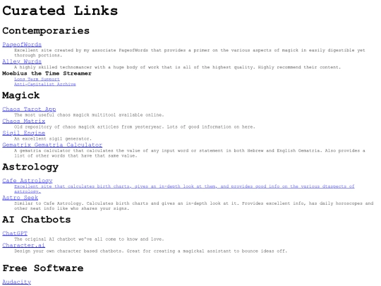 links screenshot