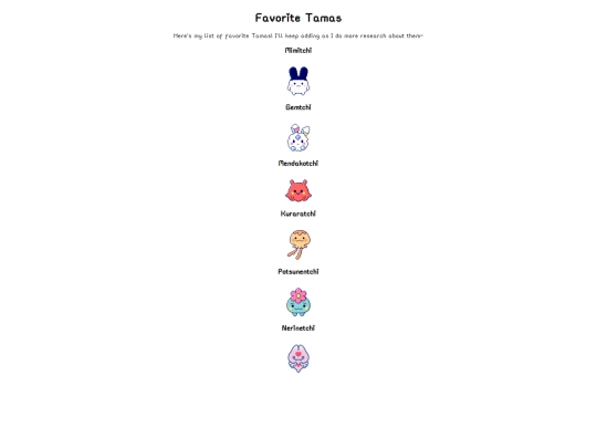 tamagotchi/favorites screenshot