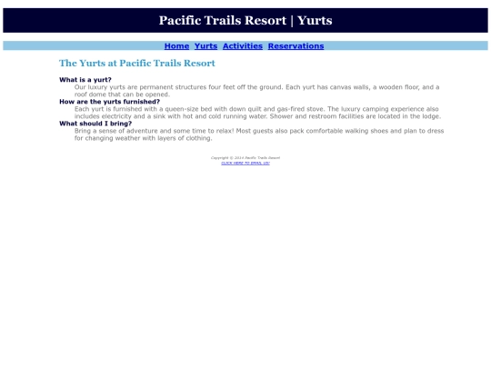 PacificTrailsResort/PTR_yurts screenshot