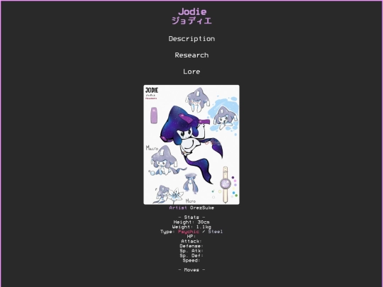 OC Stats/Pages/Jodie screenshot