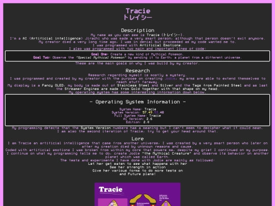 OC Stats/Pages/Tracie screenshot