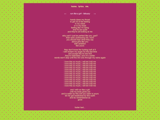 brooklyn/lyrics/runlikeagirl-febuary screenshot