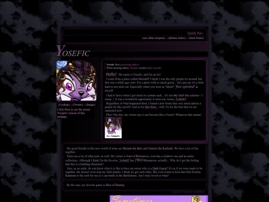 fandom/shrines/neopets/petpage/Yosefic screenshot