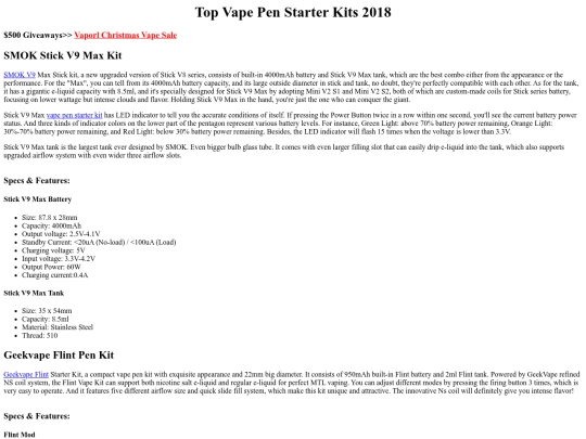 top-vape-pen-starter-kits-2018 screenshot