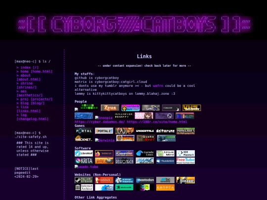 links screenshot