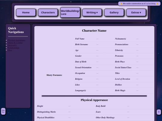 Templates-Tests/MinorCharacterTemplate screenshot