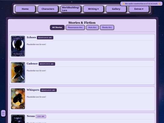 Writing/Stories/StoriesNav screenshot