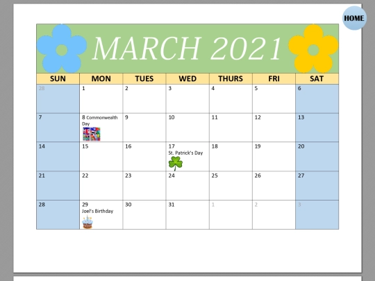 word/Calendars screenshot
