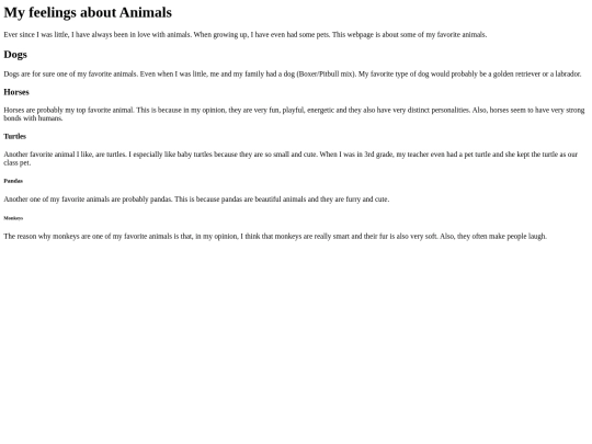 myanimalswebpage screenshot