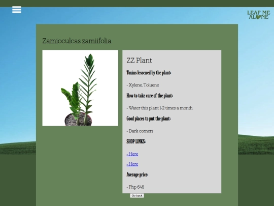 plant-info/ZZPlant screenshot